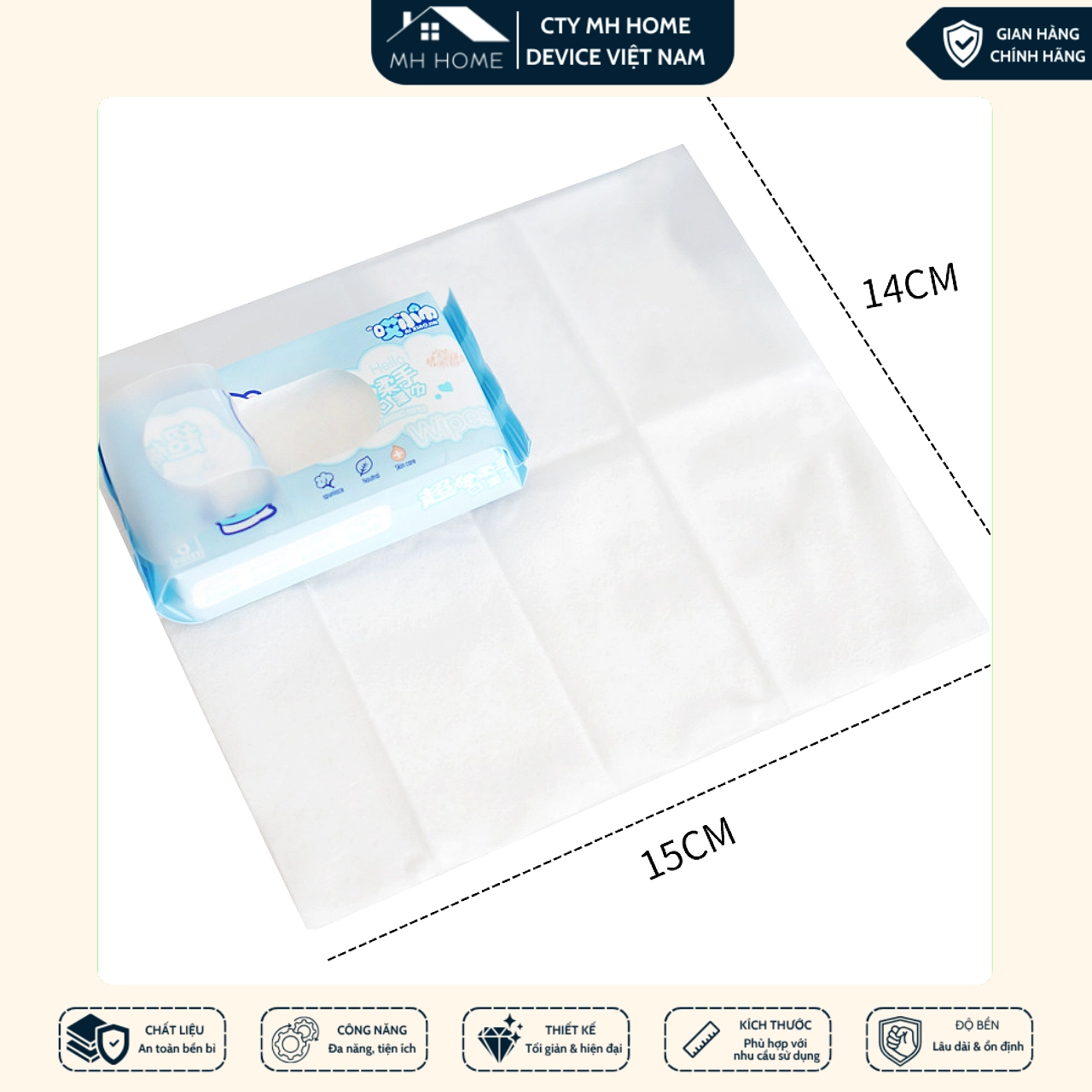 Bịch 64 Khăn Ướt Mini (Set 8 Gói) Bỏ Túi Tiện Lợi Dịu Nhẹ Làm Sạch Hằng Ngày | MH Home